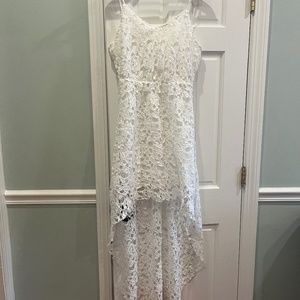 Cupshe White High-Low Lace Overlay Dress - M
